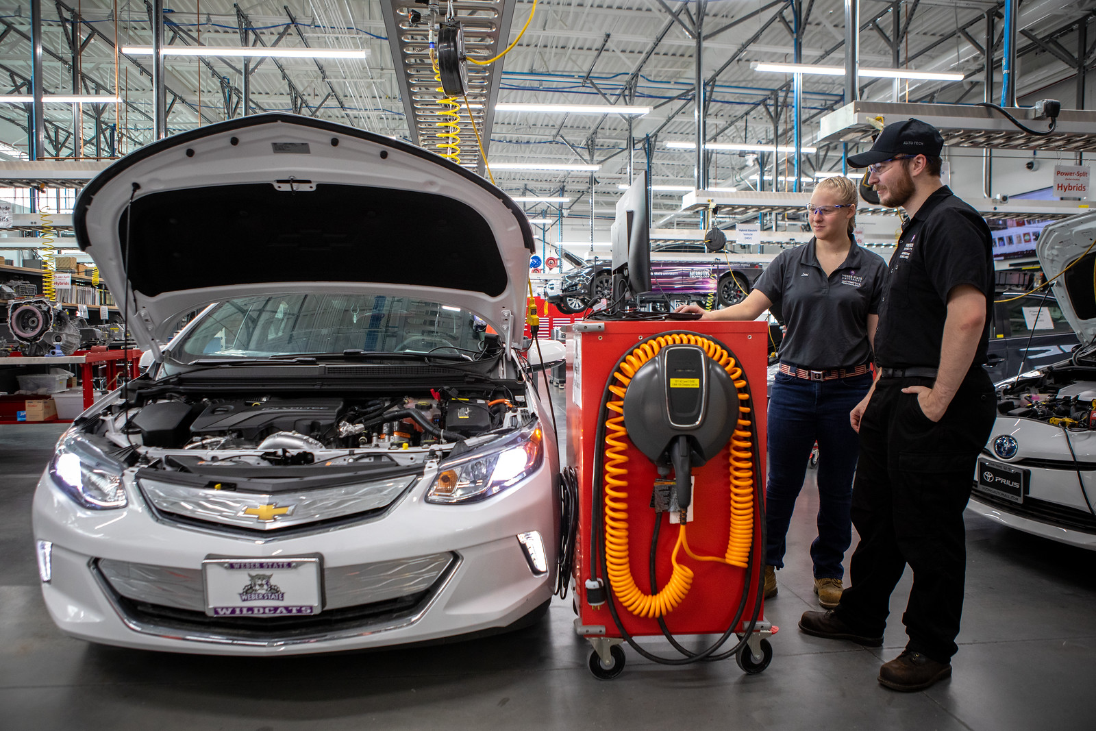 Students in Weber State Universitys Department of Automotive Technology work on hybrid and electric vehicles in the Computer & Automotive Engineering Building on the WSU Davis Campus on August 19, 2021.